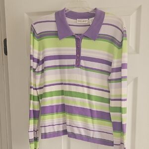 Kim Rogers Purple and Green Striped Top